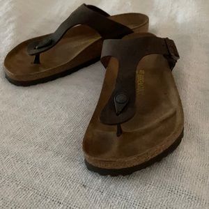 Birkenstock Gizeh Brown (Habana) Leather Sandal sz 41